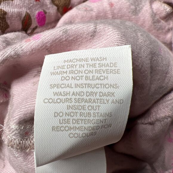 Boden Flannel Pajama Pants Medium Holiday Christmas Pink Deer Rabbits Winter - Picture 8 of 9